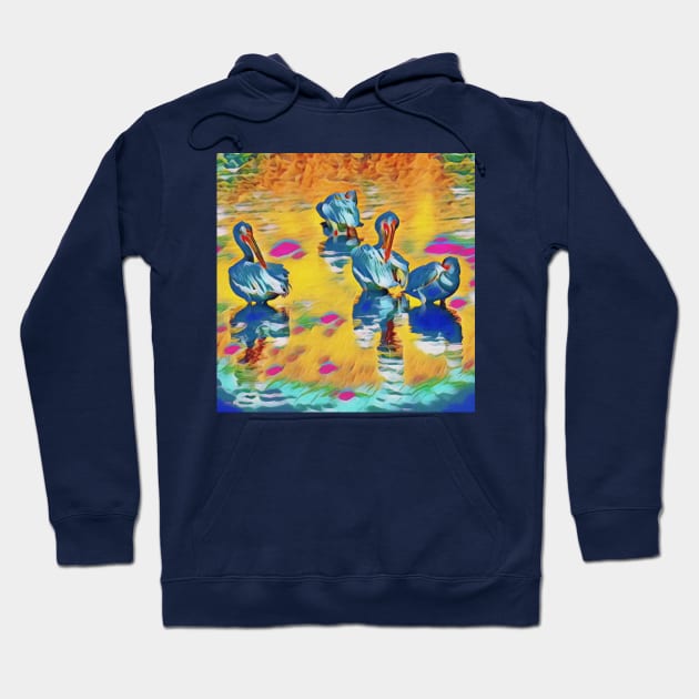 Pelicans In A Vibrant Sunset Hoodie by PhotoArts